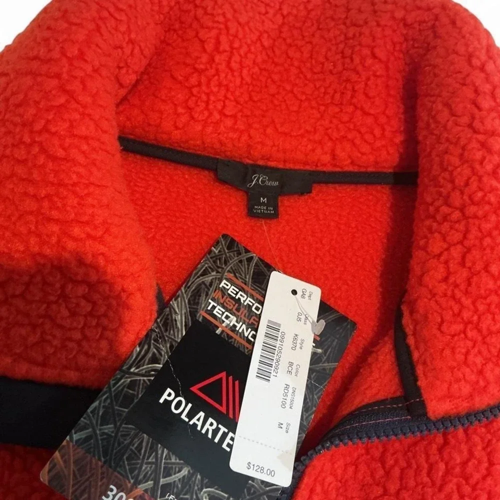 J.Crew Polartec Fleece Pullover Mens M Red/Orange NEW Sherpa Half Zip‎
